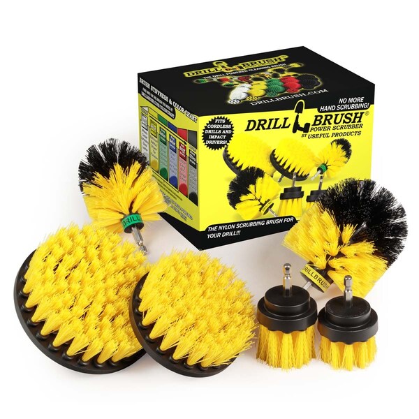 Drill Brush Power Scrubber By Useful Products 5 in W 7 in L Brush, Yellow Y-542OMS-2L-QC-DB - main